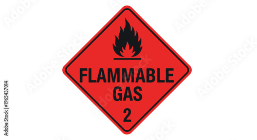 A warning sign displays flammable gas information in a hazardous environment.