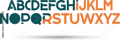 Bold, two-toned alphabet characters cast a shadow on a white background