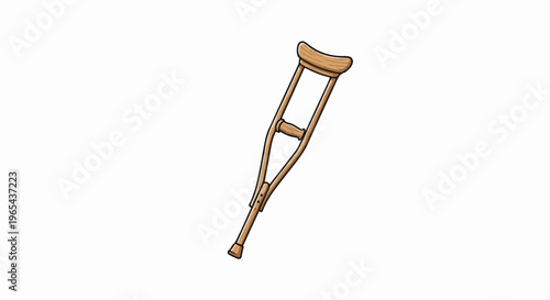 A wooden crutch with a textured grip and adjustable height