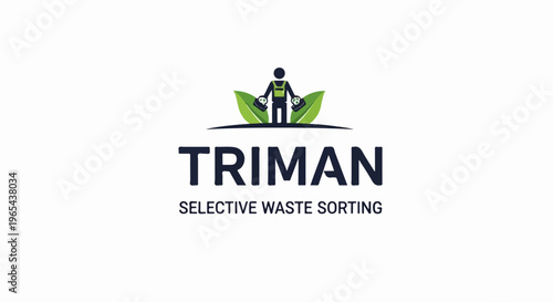 Logo featuring a person sorting waste with leaves and text