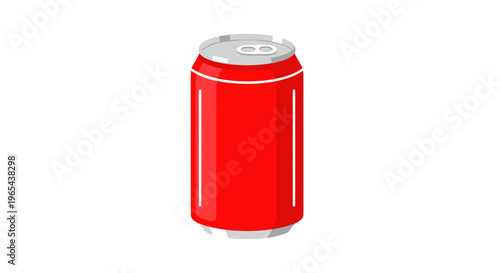 Red Aluminum Soda Can Isolated on White Background, Refreshment Beverage