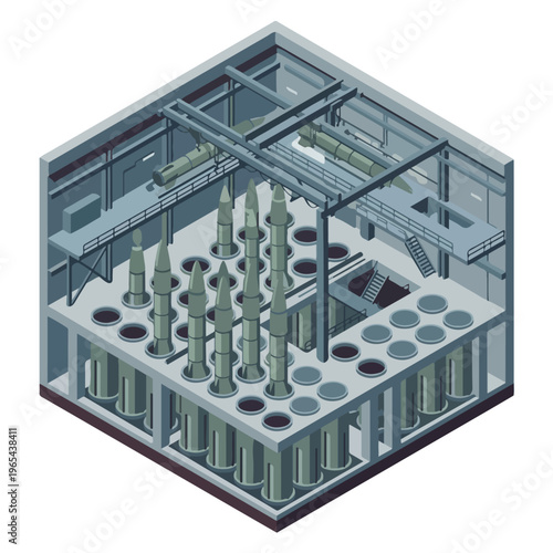 vector isometric of a missile storage room or warehouse 008