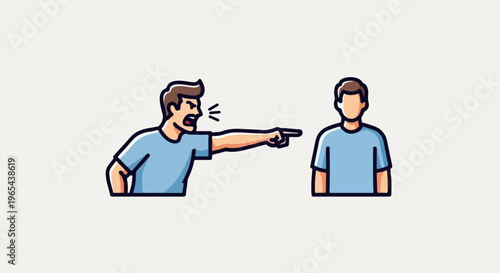 Angry person pointing at another person with accusatory expression
