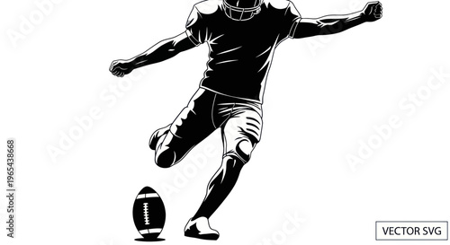 American Football Kicker Silhouette Performing Kick Action