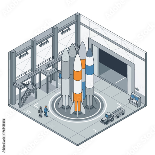 vector isometric of a missile storage room or warehouse 005