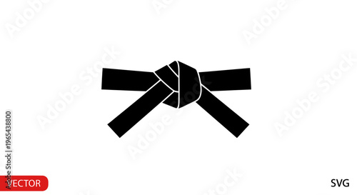 Black Martial Arts Belt Knot Icon - Vector Illustration