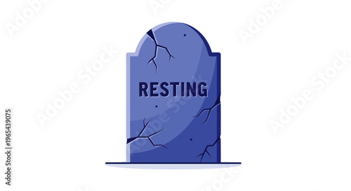 Cracked Gravestone With The Word Resting, Symbolizing Death, Mourning, Remembrance