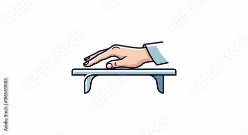 Gentle hand resting on a sleek, modern surface