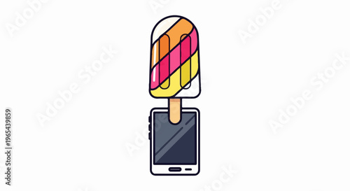 Multicolored popsicle on a smartphone screen