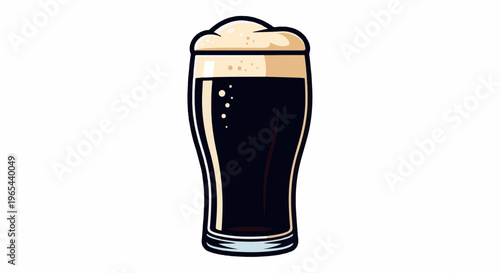 Dark beer with creamy foam in a tall glass