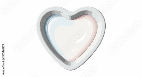 A glossy, heart-shaped dish with soft, pastel colored interior