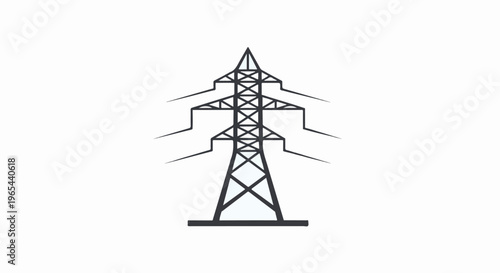 Stylized illustration of a tall electricity pylon with three power lines extending outwards