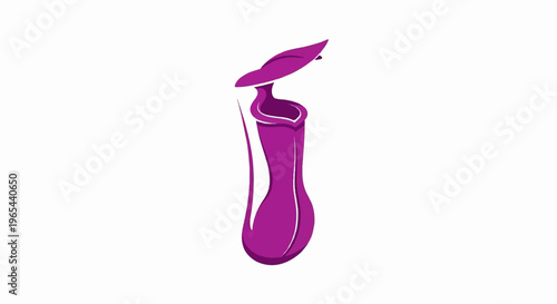 Stylized purple pitcher plant with a lid and a long tail