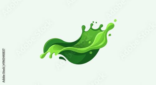 Vibrant green liquid splashes and swirls against a light background
