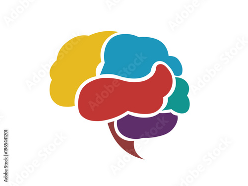 colorful human brain flat design illustration psychology mental health creativity intelligence neuroscience icon isolated background.