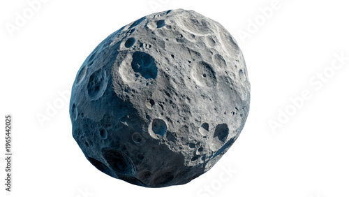 фотографія A detailed view of a small asteroid floating in space showcasing its surface iso