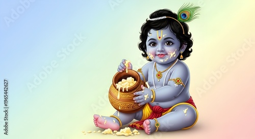 Plakat w ramie krishna janmastami background