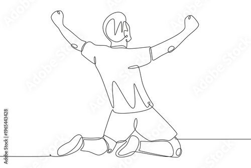 Goal celebration concept one-line drawing