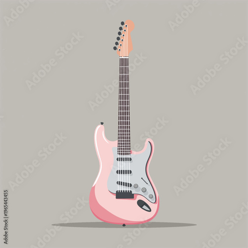Pink Electric Guitar: A striking visual of a pink electric guitar, a symbol of musical passion and creative expression, standing in stark contrast against a minimalist background.