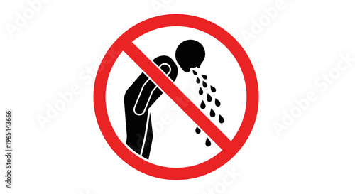 A person vomiting is prohibited in a public place with a sign warning