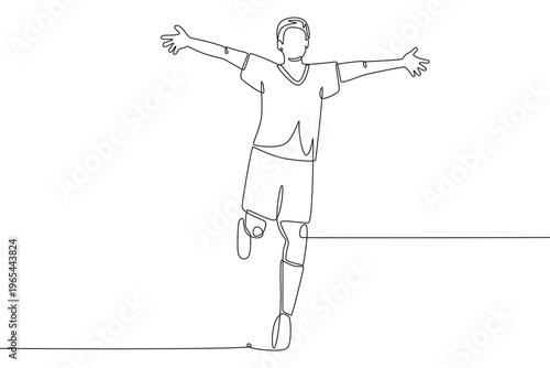Goal celebration concept one-line drawing