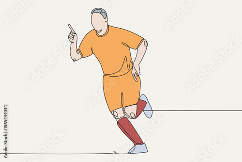Colored Goal celebration concept one-line drawing