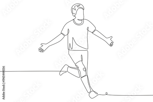 Goal celebration concept one-line drawing