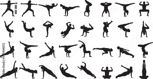 yoga poses sequence dynamic flow flat design vector illustration