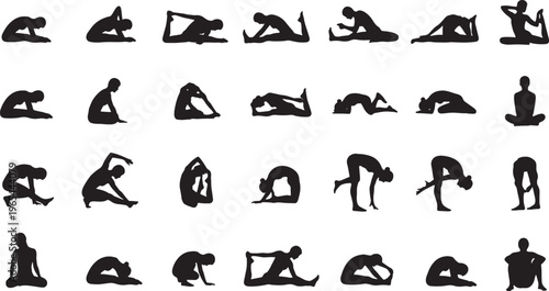 yoga pose progression sequence flat design vector illustration
