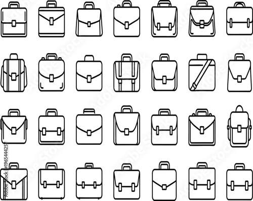 Collection of various briefcase and bag styles with different closures
