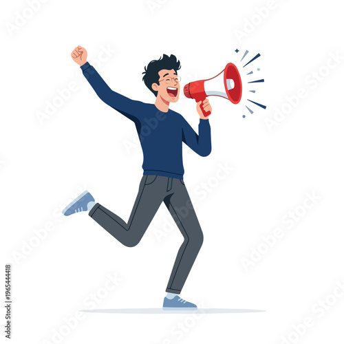vector someone giving notification with megaphone 7