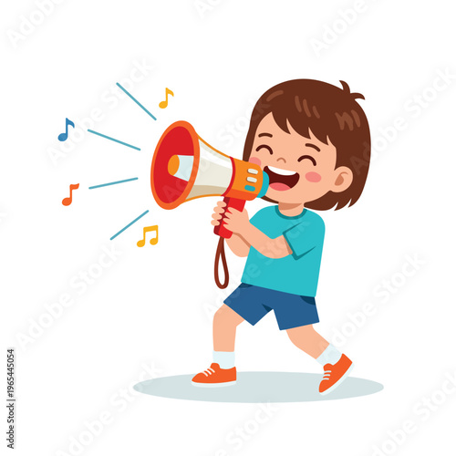 vector someone giving notification with megaphone 04