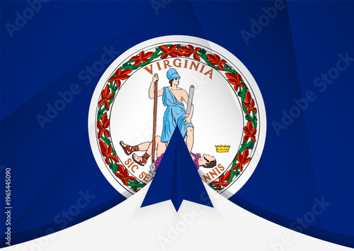 Virginia Flag with Abstract Paper Airplane Design, National Flag in a geometric folded paper style.