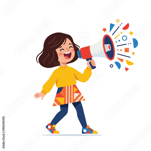 vector someone giving notification with megaphone 008