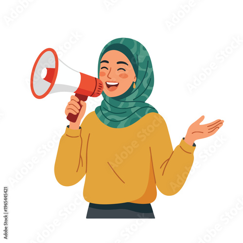 vector someone giving notification with megaphone 007