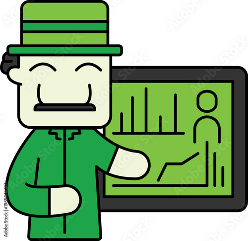 Businessman presenting sales strategy on graph screen