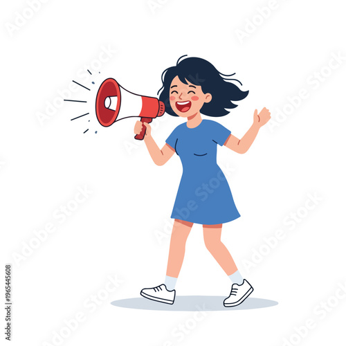 vector someone giving notification with megaphone 005