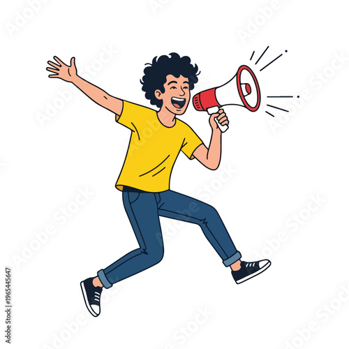 vector someone giving notification with megaphone 003
