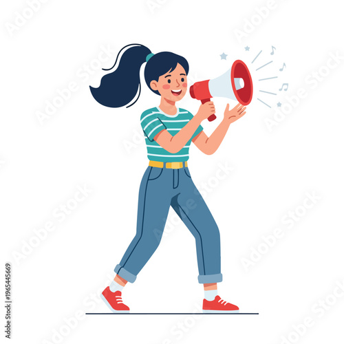 vector someone giving notification with megaphone 004