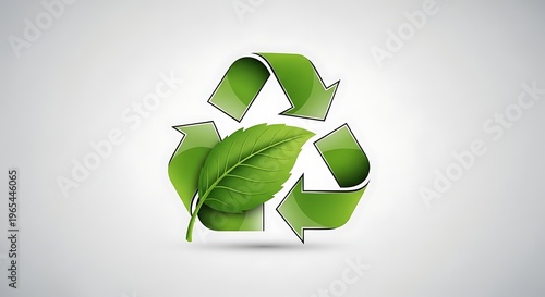 Recycling symbol with a leaf signifying environmental protection and sustainability