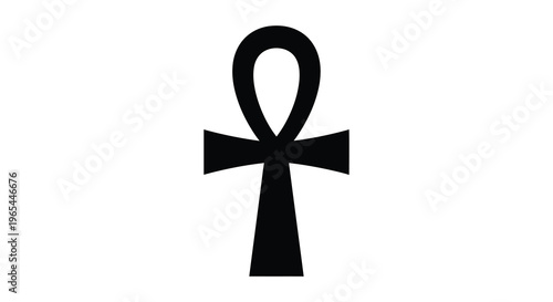 A stark black ankh the ancient egyptian symbol of life is presented as a bold silhouette high quality