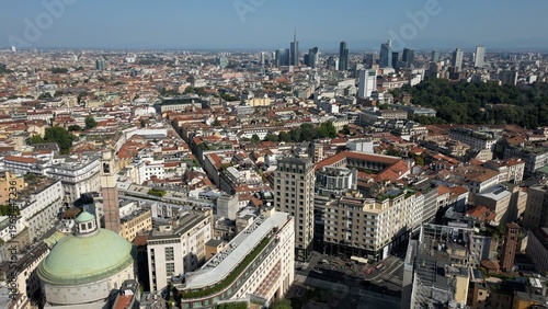 urope, Italy, MIlan 03,30,2026 drone aerial view of Milan downtown fashion district , Corso Venezia, Villa Reale , Montanelli urban park and new skyline Garibaldi Gae Aulenti with skyscrapers 