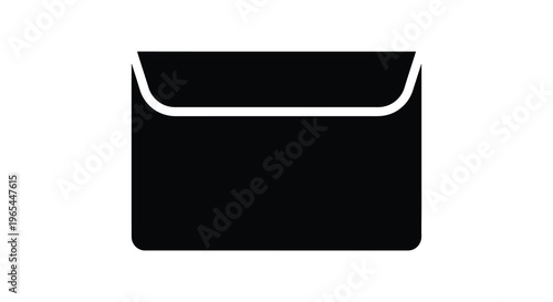A simple flat design illustration of a closed envelope with a white border presented as a silhouette