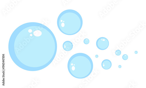 Air bubbles flat set, soap foam oxygen bubbles, vector design elements isolate.