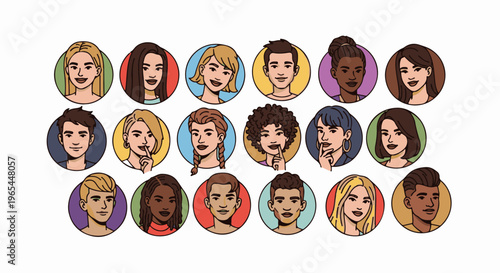 Diverse avatars in circular frames