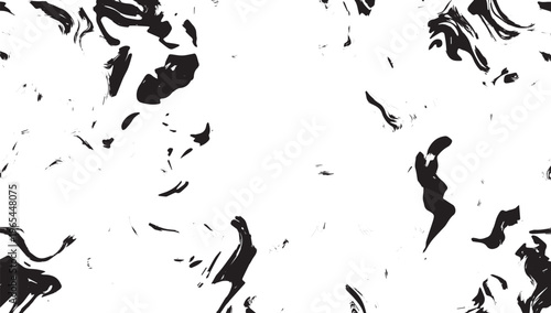Black ink splashes and brush strokes on white background