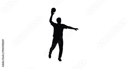A dynamic depiction of an athlete preparing to throw a ball captured in a striking silhouette high quality