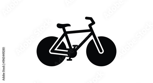 A stark black silhouette of a classic bicycle featuring large wheels and a simple frame silhouette high quality