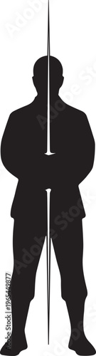 fencing athlete silhouette with epee sword vector illustration line art