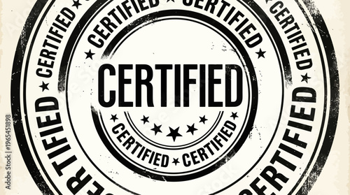 Circular certified seal with stars, bold text “CERTIFIED,” symbolizing authenticity, approval, recognition, trust, and official validation.
